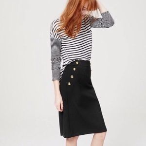 Loft pencil skirt with gold sailor buttons